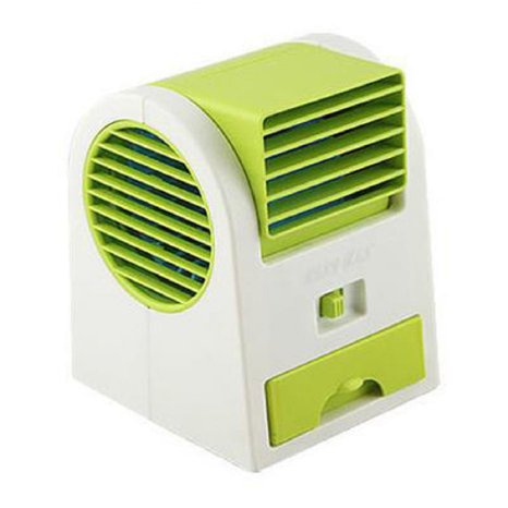 Doinshop New Fan Portable Desktop Dual Bladeless USB Air Conditioner Mini (green)