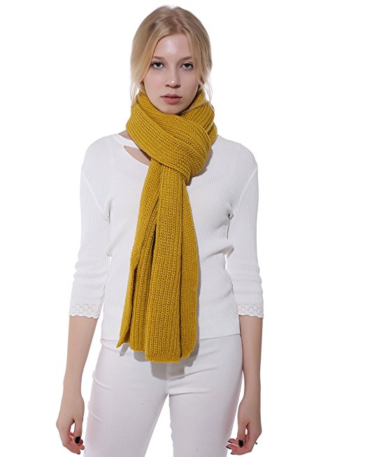 Anboor Luxurious Thick Knitted Scarf with Solid Color Super Warm Shawl for Women