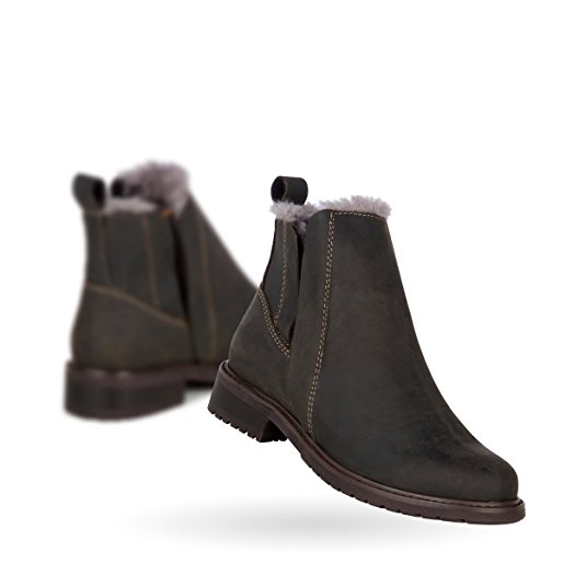 EMU Australia Pioneer Leather Womens Deluxe Wool Waterproof Boots in Charcoal