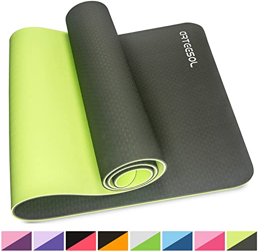 Exercise Mat arteesol 1/4-Inch Thick Large Yoga Mat Non-Slip Eco Friendly Fitness Mat with Carry Strap Premium for Pilates Fitness Workout Gymnastics 72'' x 24'' (183 cm x 61 cm x 6 mm)