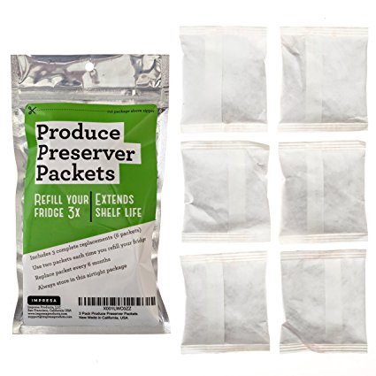 3-Pack of FreshFlow-Compatible Replacement Produce Preserver Packets (6 Total Packets) - Great Alternative to Whirlpool W10346771A - Made in the USA - By Impresa Products