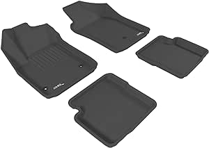 3D MAXpider L1FA00301509 Complete Set Custom Fit All-Weather Floor Mat for Select Fiat 500 Models - Kagu Rubber (Black)