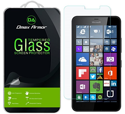 [2-Pack] Dmax Armor for Microsoft Lumia 640 XL Screen Protector, [Tempered Glass] 0.3mm 9H Hardness, Anti-Scratch, Anti-Fingerprint, Bubble Free, Ultra-clear