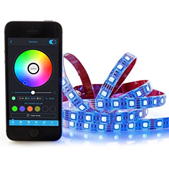 Lucero Smart LED Bluetooth Light Strip Kit – Adjustable, Dimmable, Color Changing, Programmable, Easy Music Sync Mood Lighting with Remote Control with App
