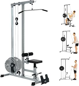 Yes4all LAT Pull Down Machines, LAT Row Cable Machine, LAT Tower with Additional Pulley Cable, High & Low Pulley Stations