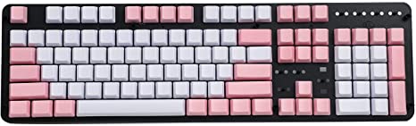 Blank Thick PBT OEM Profile 104 ANSI Keycaps for MX Switches Mechanical Keyboard (Only Keycap) (Pink White Mixed)