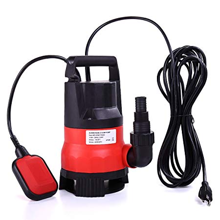 JAXPETY 1/2 HP Submersible Sump Pump 400W Dirty Clean Water Pump For Swimming Pool Pond Heavy Duty Water Transfer (2000GPH-Red)