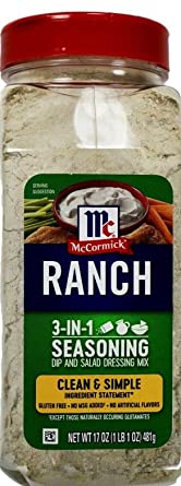 McCormick Ranch 3-in-1 Seasoning Dip Salad Dressing Mix, 17 Ounce