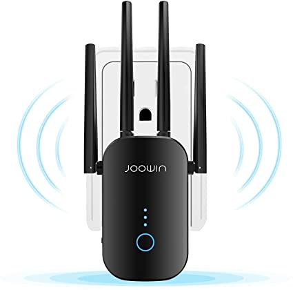 JOOWIN WiFi Extender WiFi Signal Range Booster for Smart Home 1200Mbps 2.4& 5GHz WiFi Repeater WiFi Range Extender Wall Plug Easy Setup Support Repeater/Bridge Mode 1500sq.ft Coverage (Black)