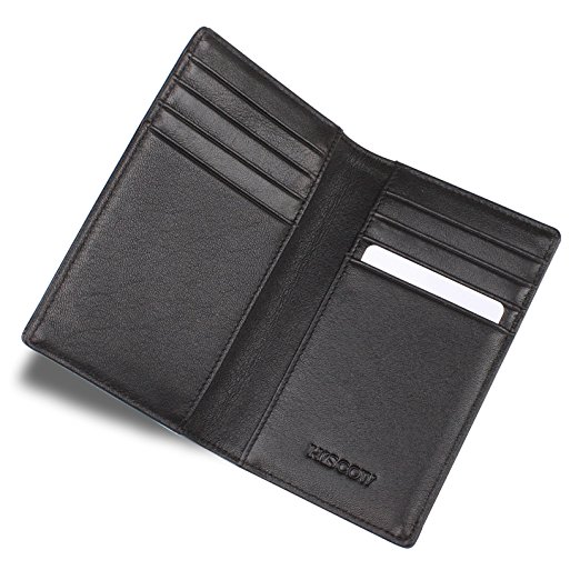 HISCOW Bifold Credit Card Holder with 8 Slots - Italian Calfskin