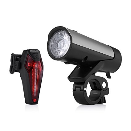 Bike Lights，Poweradd 8 Hours Run-time Rechargeable Frontlight with 1 Taillight, 500 Lumens, Mountain Bike Light, LED Cycle Lights, Waterproof Bicycle Lights, Powered by Samsung Li-ion Battery