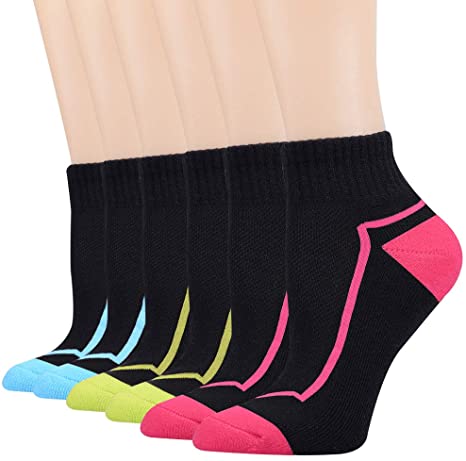 JOYNÉE Womens Cushioned Ankle Athletic Socks Sports Running Breathable Socks 6 Pairs