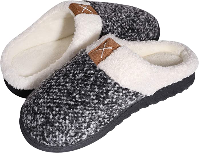 semai Home Shoes Slippers, Warm Comfy Indoor Shoes, Cozy Fluffy Soft Memory Foam Bedroom Slippers, Lightweight Anti-Skid Rubber Sole Winter Footwear Slippers for Women Men Elders