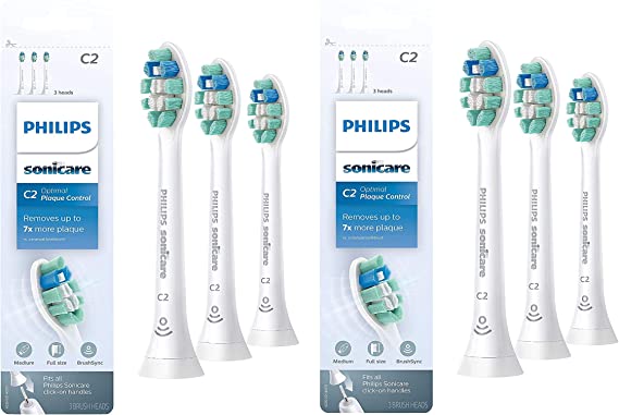 Genuine C2 Optimal Plaque Control Toothbrush Head, 6 Pack, White