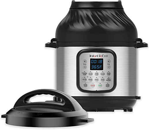 Instant Pot Duo Crisp 11-in-1 Electric Pressure Cooker with Air Fryer Lid, 6 Quart Stainless Steel/Black, Air Fry, Roast, Bake, Dehydrate, Slow Cook, Rice Cooker, Steamer, Sauté