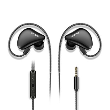 Picun S6 Sports Headphones Earphones with Microphone and Volume Control for Running Gym, In-Ear Earbuds for iPhone/iPod/iPad/Android Devices (Black)