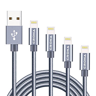 Lightning Cable, CRONA iPhone Charger 4-Pack [10ft /6ft /3ft /1ft] Braid Cord Syncing
