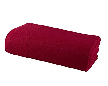 Flannel FLAT Sheet by DELANNA 100% Cotton Flannel 1 Flat Top sheet Only 90" x 102" (Queen, Red)