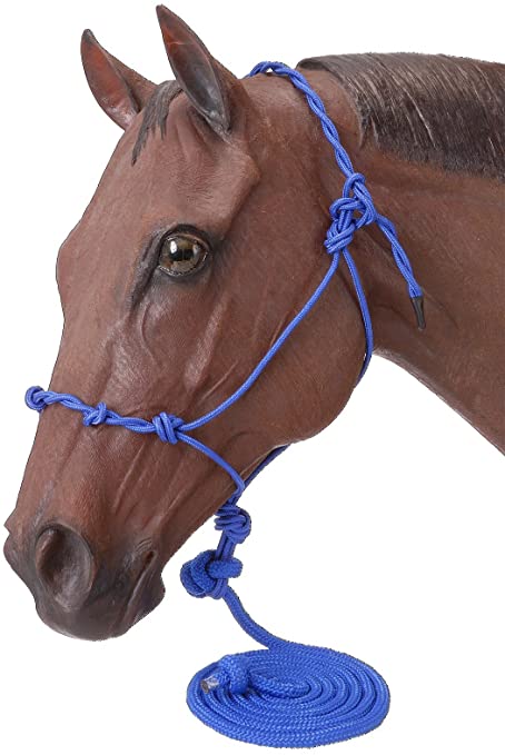 Tough 1 Poly Rope Halter W/Knots & 14Ft Lead