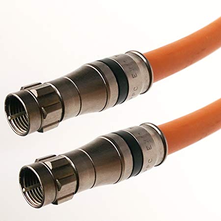 PHAT SATELLITE INTL 3GHz Direct Burial Underground RG11 Coax Cable, Tri-shield Gel Filled Braids Protects Core from Moisture and Condensation, Satellite Approved, Assembled in USA (300 feet, Orange)
