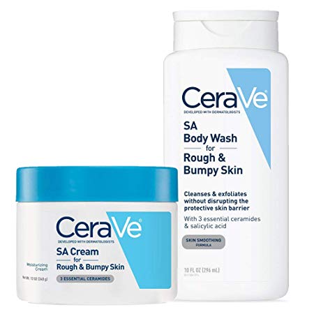 CeraVe Renewing Salicylic Acid Daily Skin Care Set | Contains CeraVe SA Cream and Body Wash for Rough and Bumpy Skin | Fragrance Free