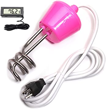 CalPalmy Pink Immersion Water Heater | Floating Stainless Steel Electric Heater Boiler Heats 5 Gallons of Water in Minutes | Great for Small Bath Tub/Inflatable Swimming Pool - U.S Version