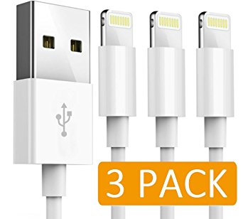 iPhone Charger Lightning Cable, Certified Power Boost 8 Pin to USB High-Speed Heavy Duty 6 FEET / 2 METER iPhone 8 X Charger for Apple iPhone iPad iPod iOS10 & Above (3 Pack) White