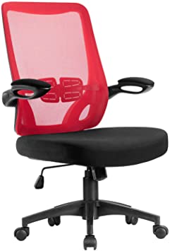 Furmax Office Chair Mid Back Desk Chair Lumbar Support Mesh Computer Chair Ergonomic Modern Executive Chair with Adjustable Armrest (Red)