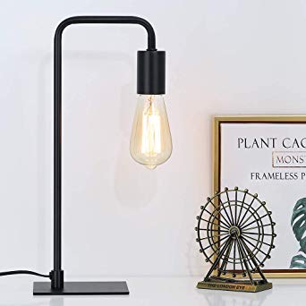 Edison Lamp, Industrial Desk Lamp, Bedside Table Lamp for Nightstand, Coffee Table, Dressers, Study Desk, Black Metal Lamps in Bedroom, Living Room, College Dorm