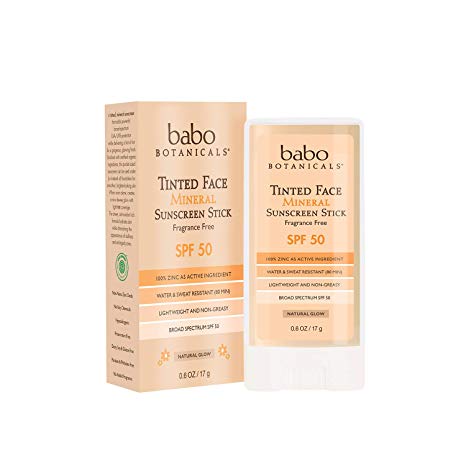 Babo Botanicals Daily Sheer Tinted Spf 50 Mineral Sunscreen Stick, Unscented, 0.6 Ounce