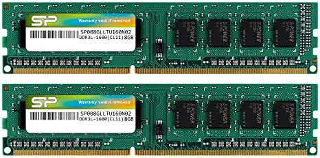 Silicon Power 16GB (2 x 8GB) DDR3 1600MHz (PC3 12800) 240-pin CL11 1.35V Unbuffered UDIMM Desktop Memory Module - Low Voltage and Power Saving