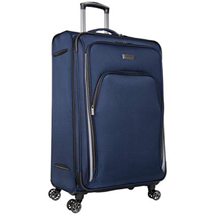 Kenneth Cole Reaction Cloud City 28” Lightweight Softside Expandable 8-Wheel Spinner Checked Travel Luggage, Navy