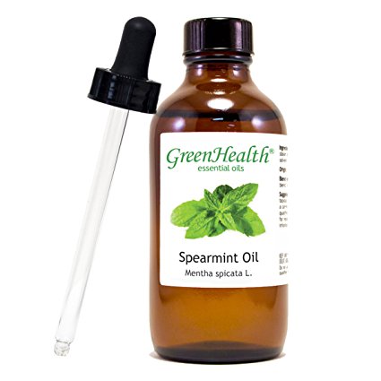 Spearmint – 4 fl oz (118 ml) Glass Bottle w/ Glass Dropper – 100% Pure Essential Oil – GreenHealth
