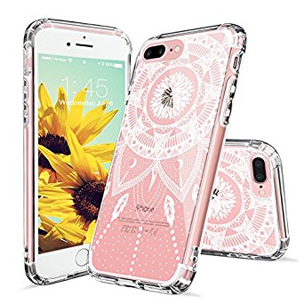 iPhone 7 Plus Case, Clear iPhone 7 Plus Case, MOSNOVO White Henna Mandala Tribal Floral Clear Design Transparent Plastic Back with TPU Bumper Protective Case Cover for Apple iPhone 7 Plus (5.5 Inch)