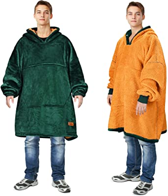 Catalonia Oversized Hoodie Blanket Sweatshirt,Comfortable Sherpa Giant Pullover for Adults Men Women