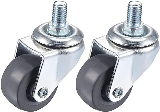 uxcell Swivel Stem Caster 1.5" Diameter 55Lbs Load Capacity, for Workbench Trolley, TPE, Gray, Pack of 2