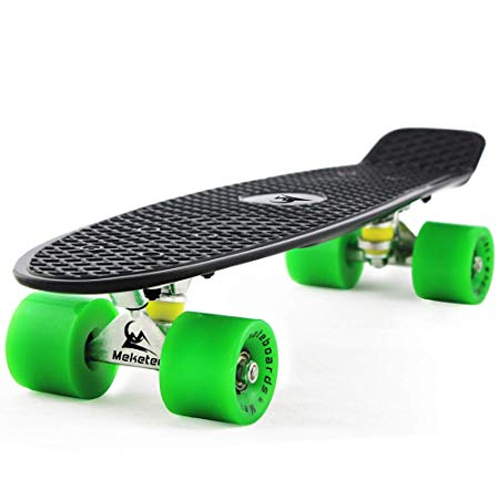MEKETEC Skateboards Complete 22 Inch Mini Cruiser Retro Skateboard for Kids Boys Youths Beginners