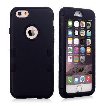 iPhone 6S Case, iPhone 6 Case 4.7 Inch , BENTOBEN 3 in 1 PC Silicone Hybrid Shockproof & Drop Resistance Anti-slip Cover for iPhone 6 Case 4.7 Inch, Black Black