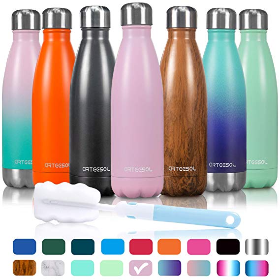 arteesol Water Bottle | Leakproof Cola Shape Bottle Keep Hot&Cold | Double Wall Vacuum 18/8 Stainless Steel Bottle | Narrow Mouth Personalized Texture-for Outdoor Activities