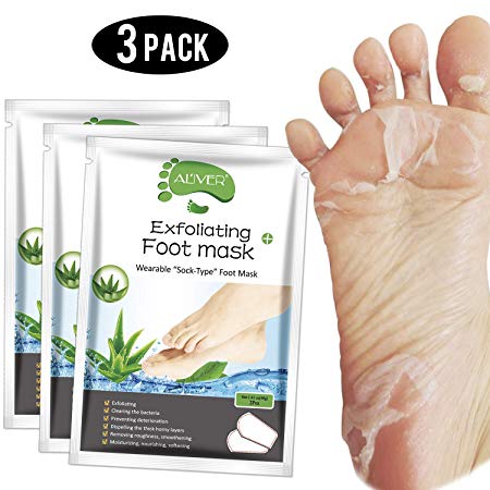 Foot Peel Mask 3 Pack， Exfoliator Peel Off Calluses Dead Skin Callus Remover，Baby Soft Smooth Touch Feet-Men Women (Aloe Vera)