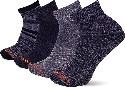 Merrell Men's and Women's Cushioned Midweight Ankle Socks-4 Pair Pack-Unisex Moisture Management and Anti-Odor