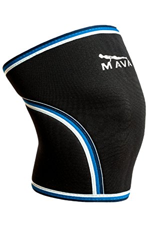 Mava Sports Knee Sleeve 7mm (SINGLE) – Compression and Support for Weightlifting, Cross Training, WOD, Squats, Gym Workouts, Powerlifting, Fitness and Bodybuilding. Men and Women