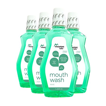 Mountain Falls Mouthwash, Mint, Compare to Scope, 33.79 Fluid Ounce (Pack of 4)