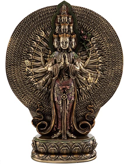 Top Collection Thousand Armed Quan Yin Statue- Buddhist Goddess of Mercy and Compassion Sculpture in Premium Cold Cast Bronze- 12-Inch Collectible Kwan Yin Figurine
