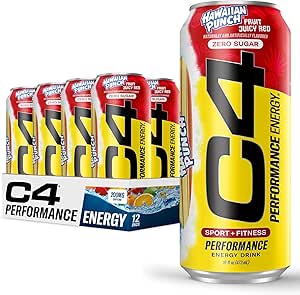 Cellucor C4 Performance Energy Drink | HAWAIIAN PUNCH | Zero Sugar Carbonated Preworkout Energy | 200mg Caffeine with Beta Alanine | 16 Fl Oz (12 Pack)