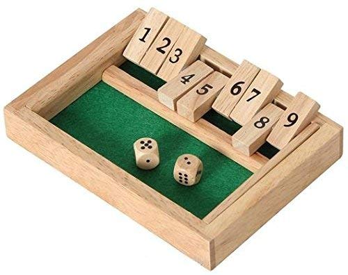 Wooden 9# Shut The Box Game - Mini Travel Set - Simple funny Family, party board game