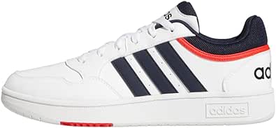 adidas Homme Hoops 3.0 Low Classic Vintage Shoes, Cloud White / Legend Ink / Vivid Red, 46