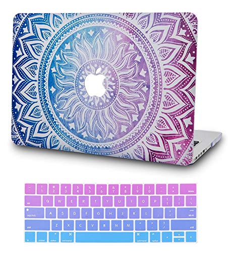 KEC Laptop Case for MacBook Pro 13" (2018/2017/2016) w/ Keyboard Cover Plastic Hard Shell A1989/A1706/A1708 Touch Bar (Purple Medallion)