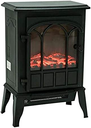 HOMCOM Chimenea Eléctrica de Pie Movible y Decorativo Calefactor Estufa 1000/2000W Llama LED con Termostato 39x23x56.5cm