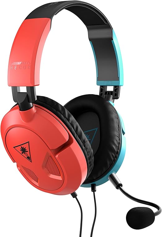 Turtle Beach Recon 50 Red/Blue Gaming Headset for Nintendo Switch, Xbox Series X|S, Xbox One, PS5, PS4, PC & Mobile with 3.5mm Connection